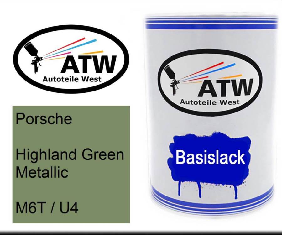 Porsche, Highland Green Metallic, M6T / U4: 500ml Lackdose, von ATW Autoteile West.